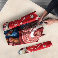 Wallis And Futuna Christmas Umbrella Santa Riding Ocean Dolphin