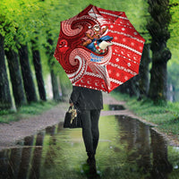 Wallis And Futuna Christmas Umbrella Santa Riding Ocean Dolphin