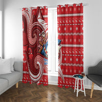 Wallis And Futuna Christmas Window Curtain Santa Riding Ocean Dolphin DT05 With Grommets Red - Polynesian Pride