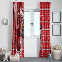 Wallis And Futuna Christmas Window Curtain Santa Riding Ocean Dolphin DT05 - Polynesian Pride