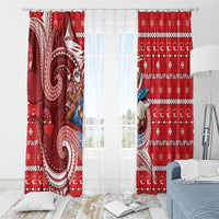 Wallis And Futuna Christmas Window Curtain Santa Riding Ocean Dolphin DT05 - Polynesian Pride