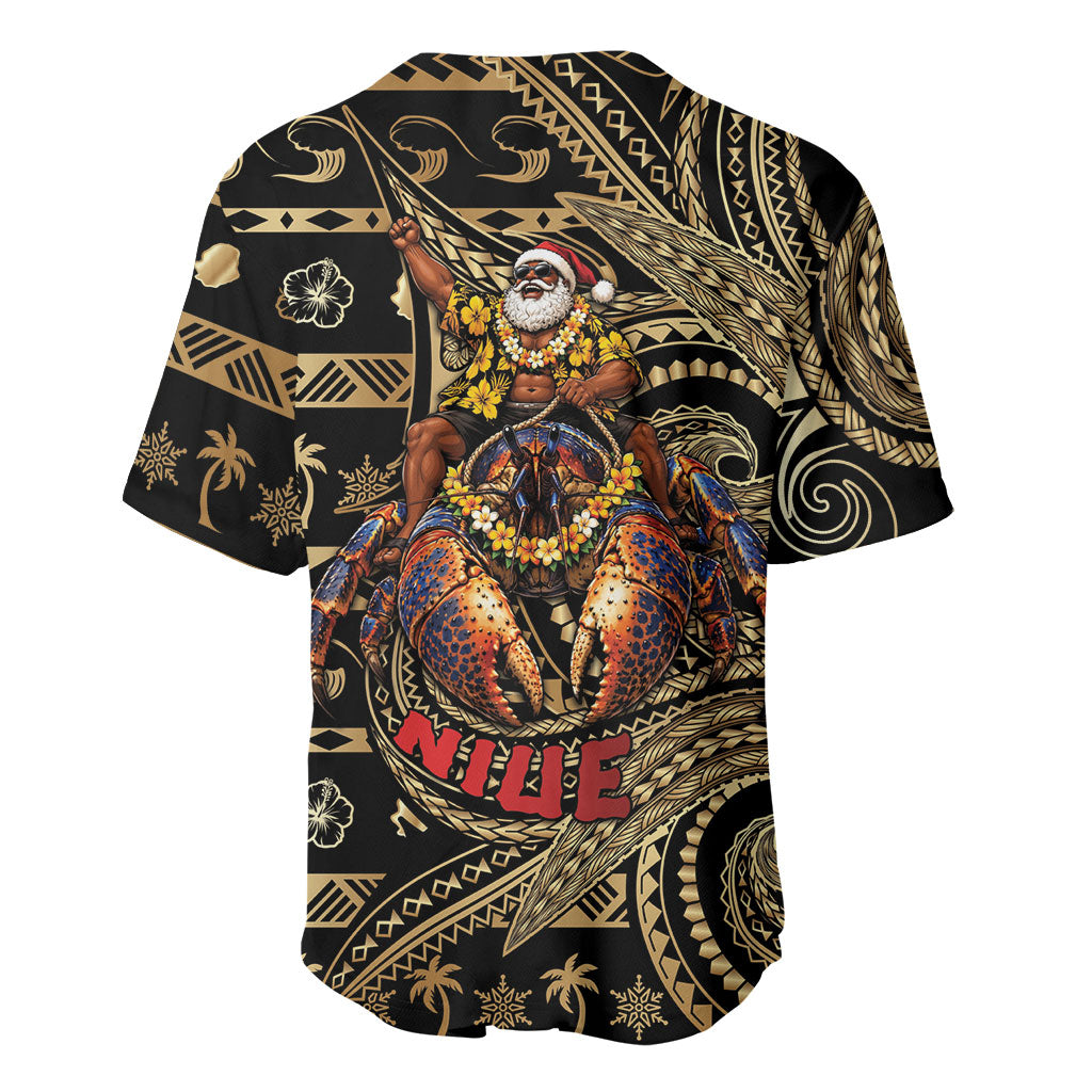 Niue Christmas Baseball Jersey Santa Riding Coconut Crab