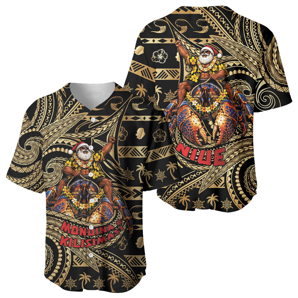Niue Christmas Baseball Jersey Santa Riding Coconut Crab