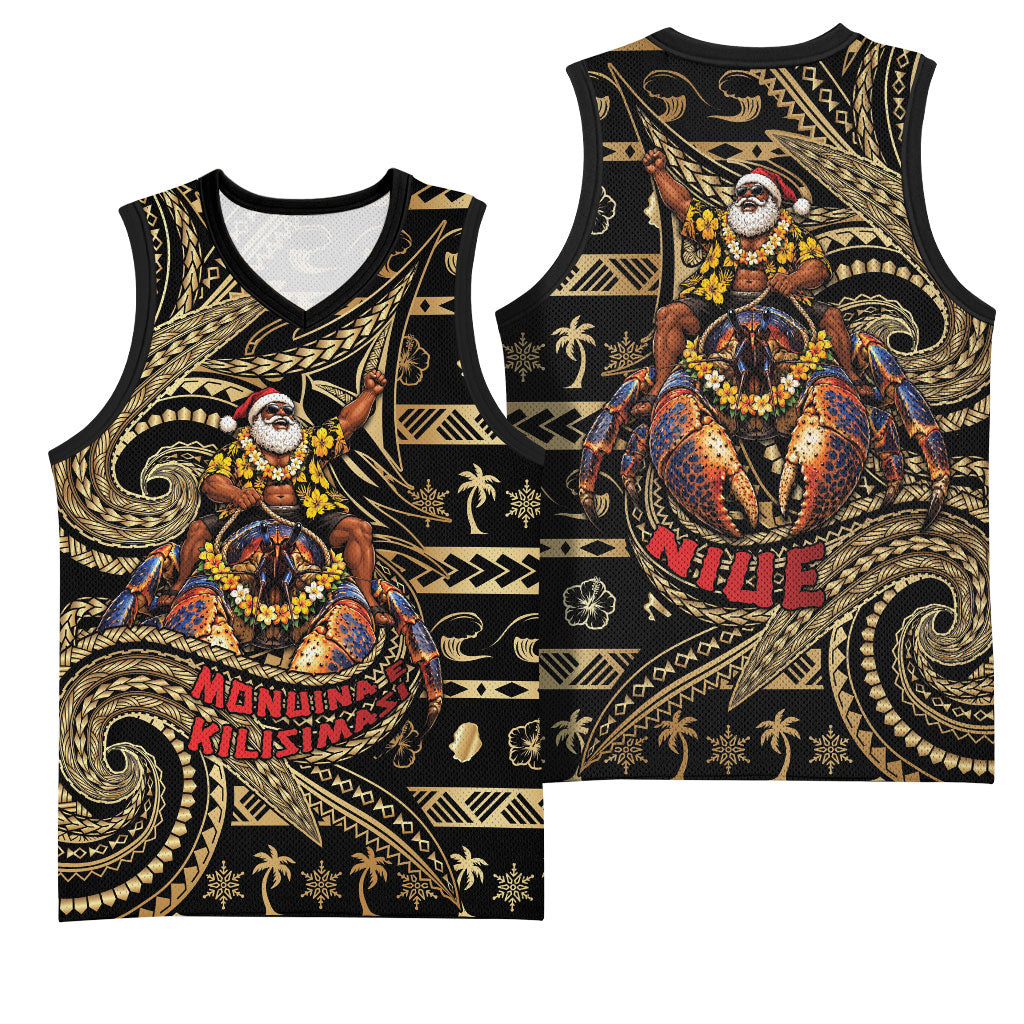 Niue Christmas Basketball Jersey Santa Riding Coconut Crab DT05 - Polynesian Pride