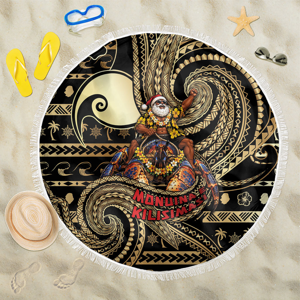 Niue Christmas Beach Blanket Santa Riding Coconut Crab