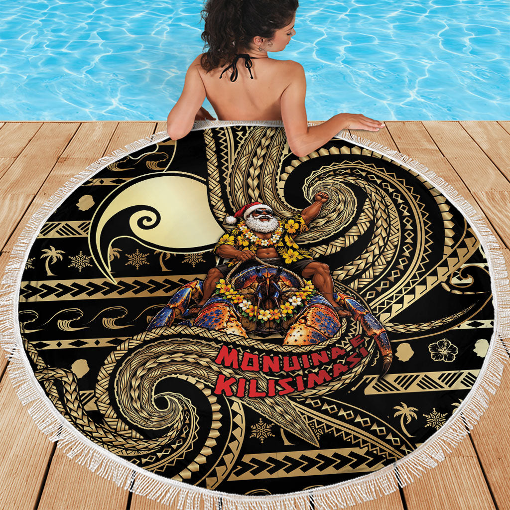 Niue Christmas Beach Blanket Santa Riding Coconut Crab