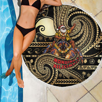 Niue Christmas Beach Blanket Santa Riding Coconut Crab