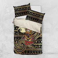 Niue Christmas Bedding Set Santa Riding Coconut Crab DT05 US Twin 172cm x 218cm Gold - Polynesian Pride