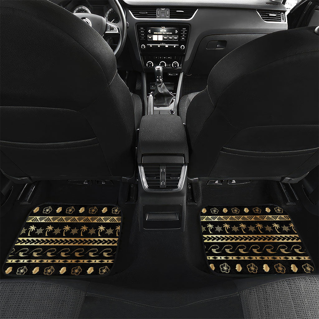 Niue Christmas Car Mats Santa Riding Coconut Crab DT05 Set 2pcs - Back Gold - Polynesian Pride