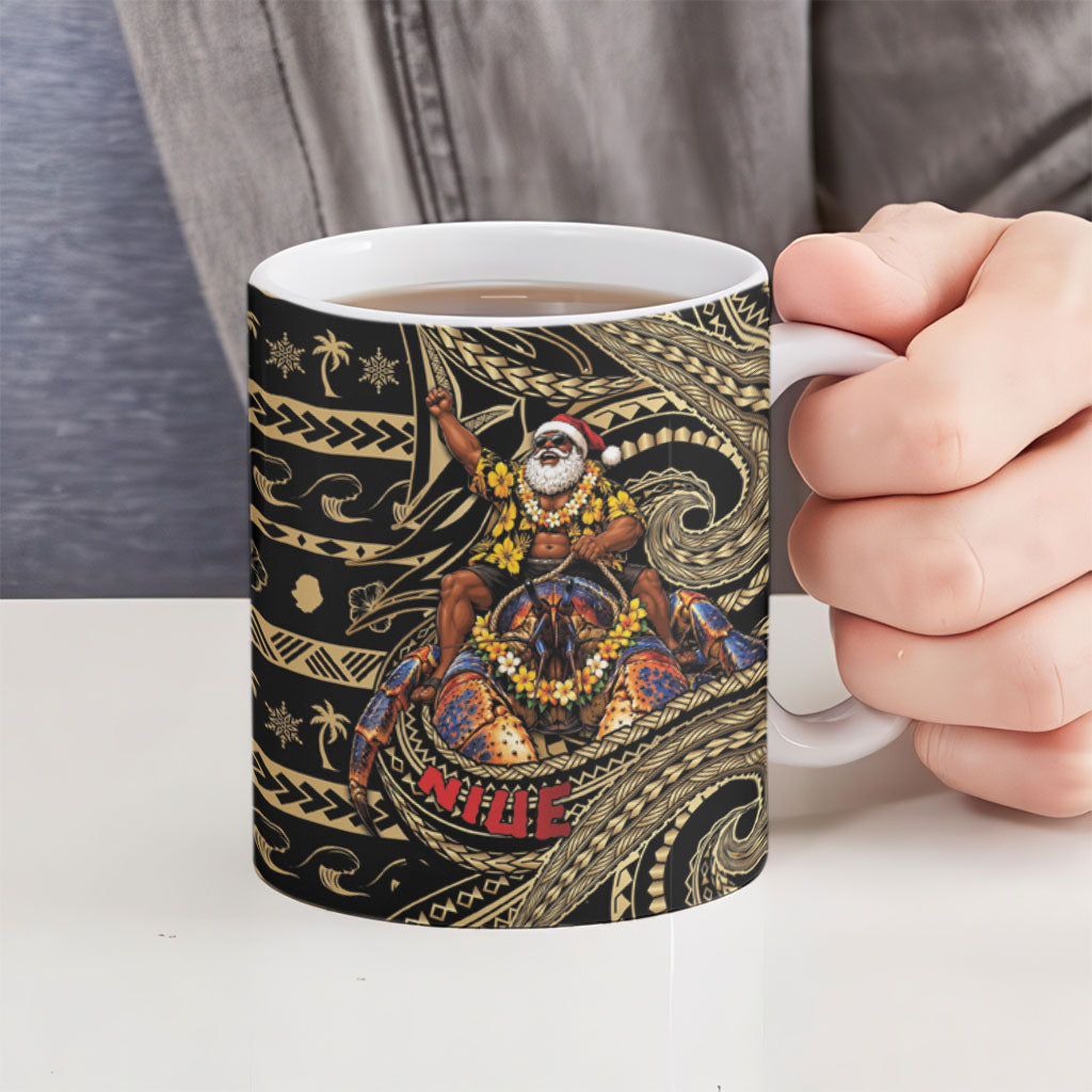 Niue Christmas Ceramic Mug Santa Riding Coconut Crab DT05 - Polynesian Pride
