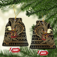 Niue Christmas Ceramic Ornament Santa Riding Coconut Crab DT05 Bell Flake Gold - Polynesian Pride