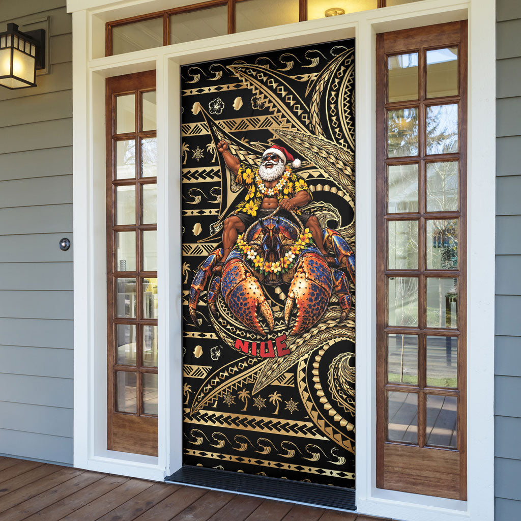 Niue Christmas Door Cover Santa Riding Coconut Crab