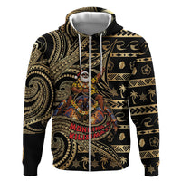 Niue Christmas Hoodie Santa Riding Coconut Crab DT05 Zip Hoodie Gold - Polynesian Pride