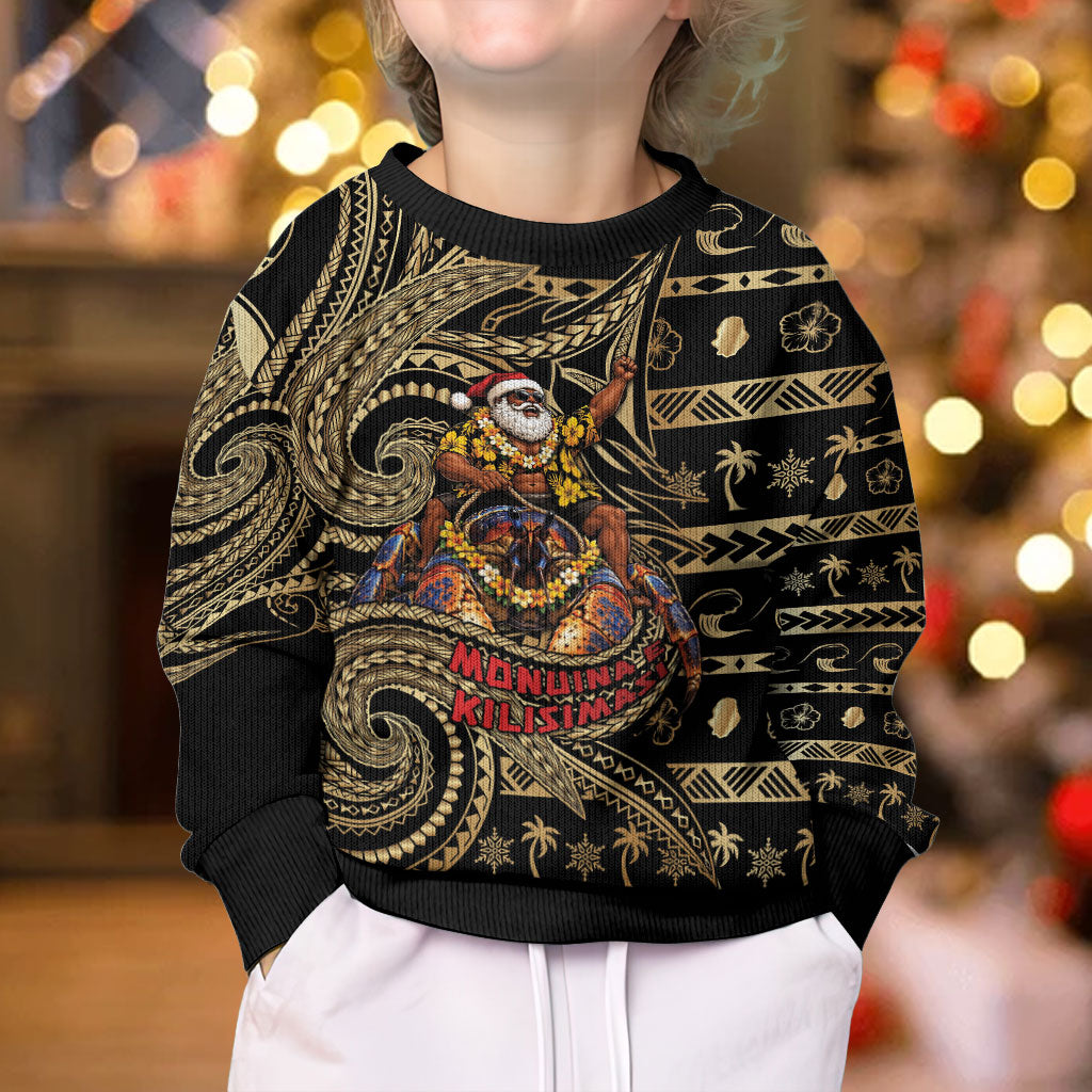 Niue Christmas Kid Ugly Christmas Sweater Santa Riding Coconut Crab