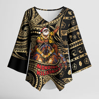 Niue Christmas Kimono Sleeve Blouse Santa Riding Coconut Crab