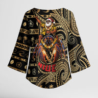 Niue Christmas Kimono Sleeve Blouse Santa Riding Coconut Crab
