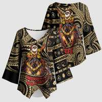 Niue Christmas Kimono Sleeve Blouse Santa Riding Coconut Crab