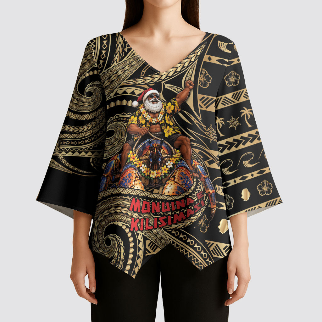 Niue Christmas Kimono Sleeve Blouse Santa Riding Coconut Crab