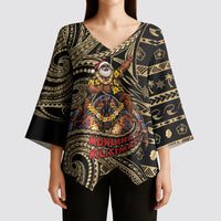 Niue Christmas Kimono Sleeve Blouse Santa Riding Coconut Crab