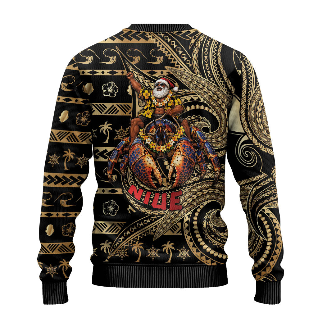 Niue Christmas Ugly Christmas Sweater Santa Riding Coconut Crab