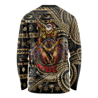 Niue Christmas Long Sleeve Shirt Santa Riding Coconut Crab