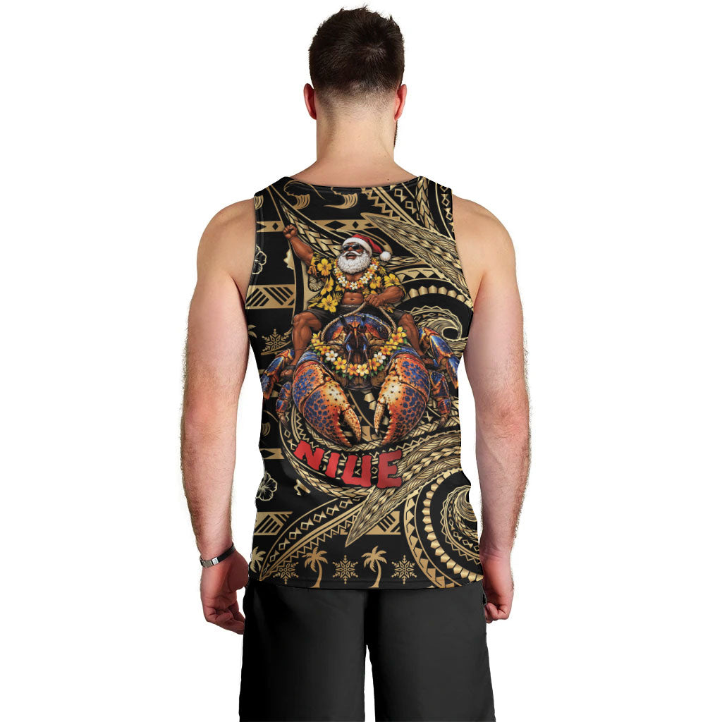 Niue Christmas Men Tank Top Santa Riding Coconut Crab