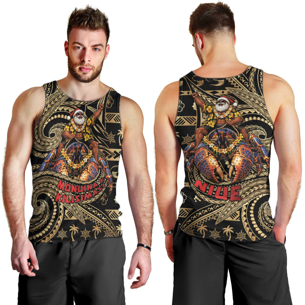 Niue Christmas Men Tank Top Santa Riding Coconut Crab