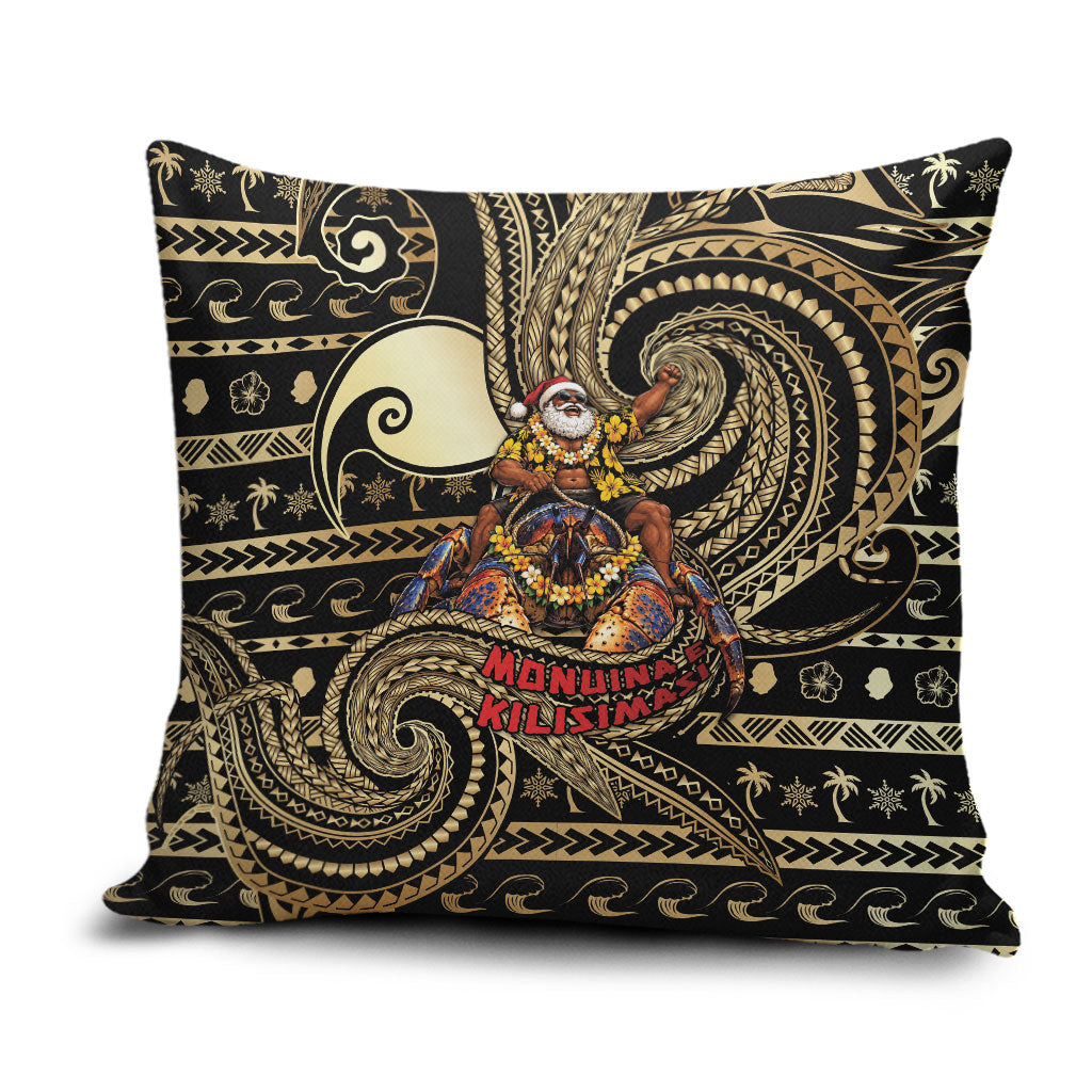Niue Christmas Pillow Cover Santa Riding Coconut Crab DT05 Gold - Polynesian Pride