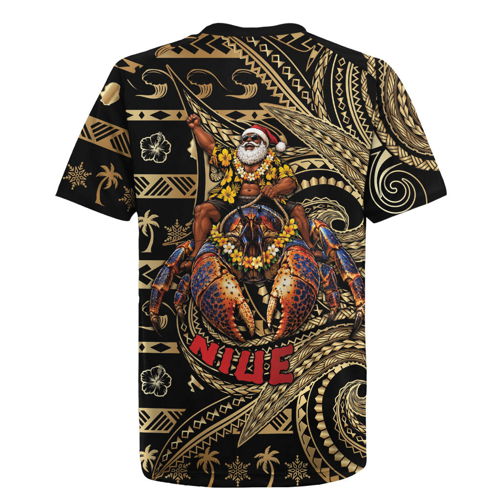 Niue Christmas Rugby Jersey Santa Riding Coconut Crab