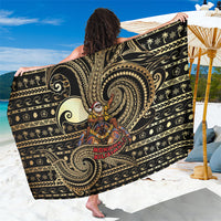 Niue Christmas Sarong Santa Riding Coconut Crab DT05 One Size 44 x 66 inches Gold - Polynesian Pride