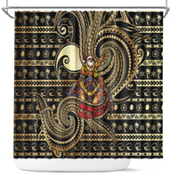 Niue Christmas Shower Curtain Santa Riding Coconut Crab DT05 Gold - Polynesian Pride