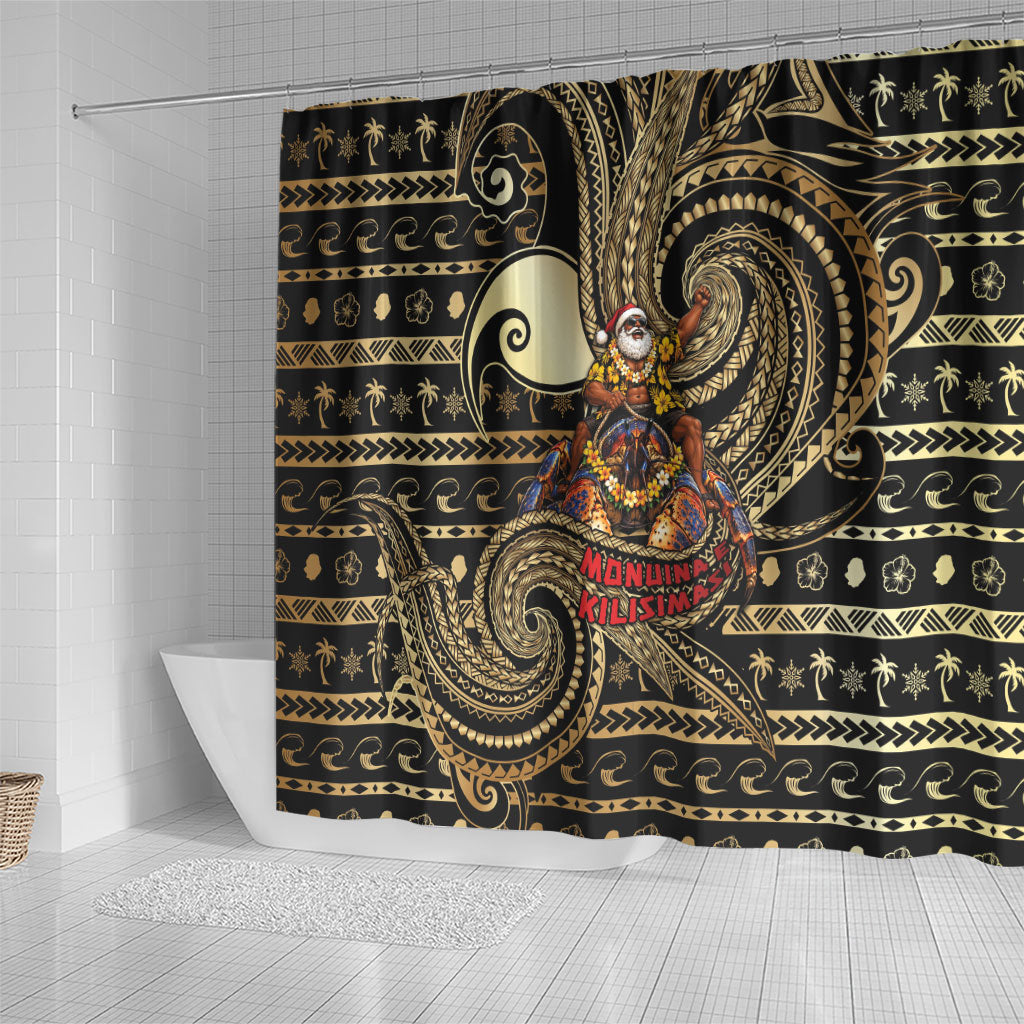 Niue Christmas Shower Curtain Santa Riding Coconut Crab DT05 - Polynesian Pride