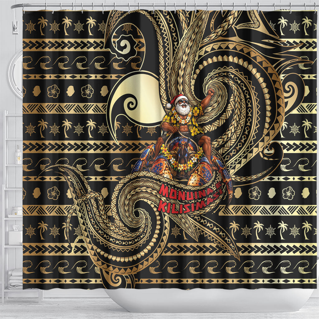 Niue Christmas Shower Curtain Santa Riding Coconut Crab DT05 - Polynesian Pride