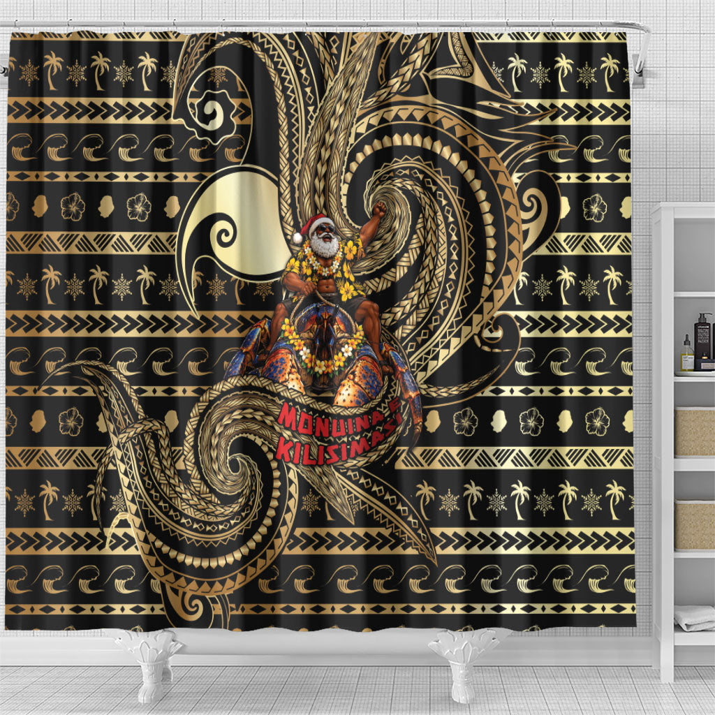 Niue Christmas Shower Curtain Santa Riding Coconut Crab DT05 - Polynesian Pride