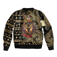 Niue Christmas Sleeve Zip Bomber Jacket Santa Riding Coconut Crab DT05 - Polynesian Pride