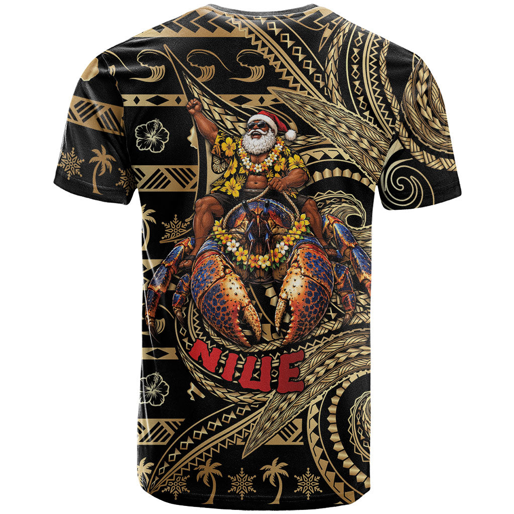 Niue Christmas T Shirt Santa Riding Coconut Crab