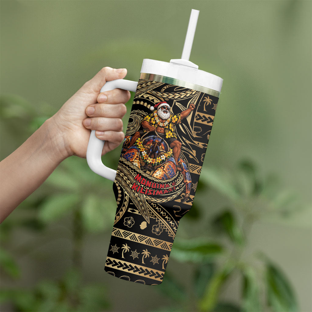 Niue Christmas Tumbler With Handle Santa Riding Coconut Crab DT05 - Polynesian Pride