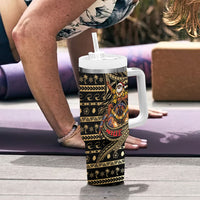 Niue Christmas Tumbler With Handle Santa Riding Coconut Crab DT05 - Polynesian Pride