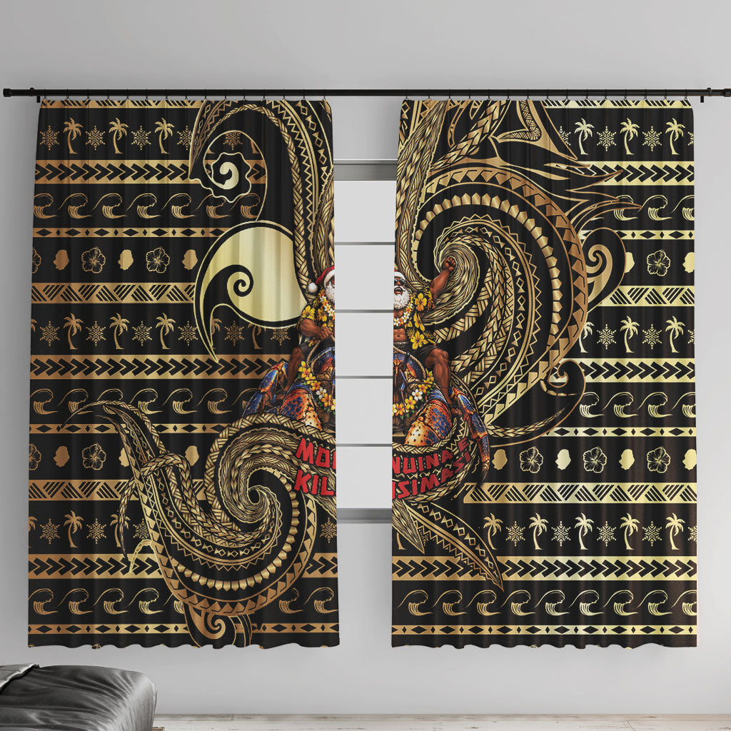 Niue Christmas Window Curtain Santa Riding Coconut Crab