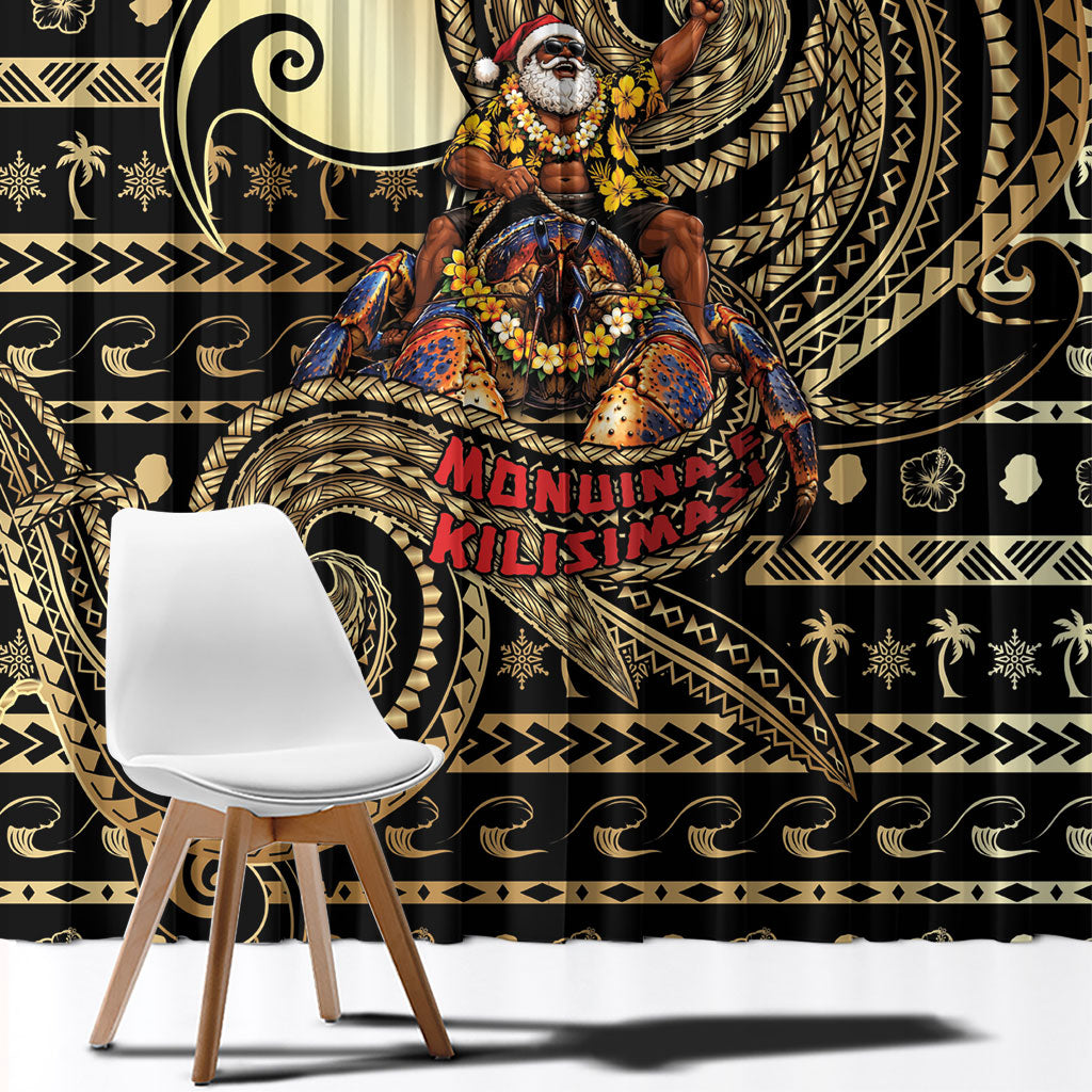 Niue Christmas Window Curtain Santa Riding Coconut Crab