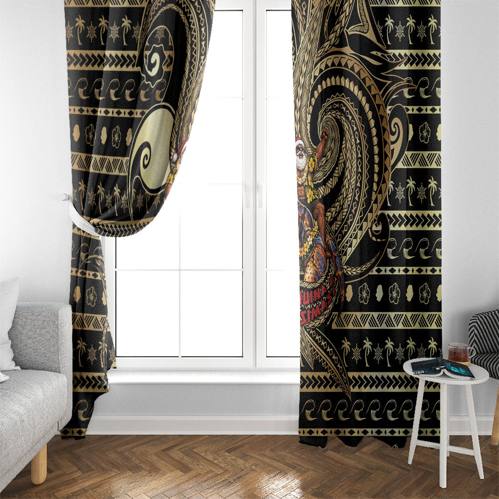 Niue Christmas Window Curtain Santa Riding Coconut Crab