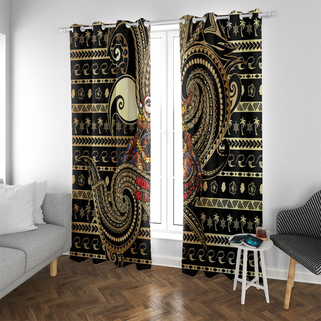 Niue Christmas Window Curtain Santa Riding Coconut Crab
