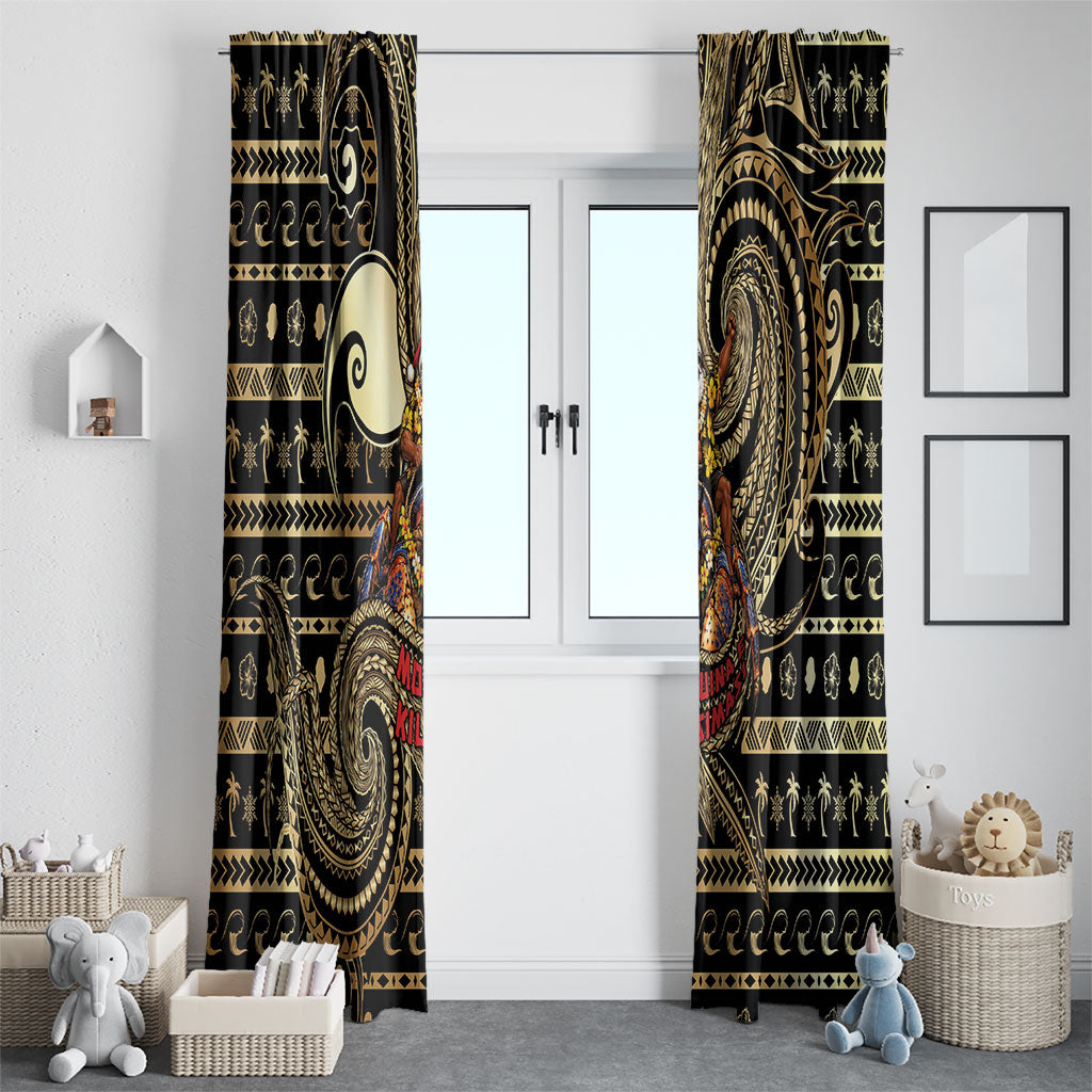 Niue Christmas Window Curtain Santa Riding Coconut Crab