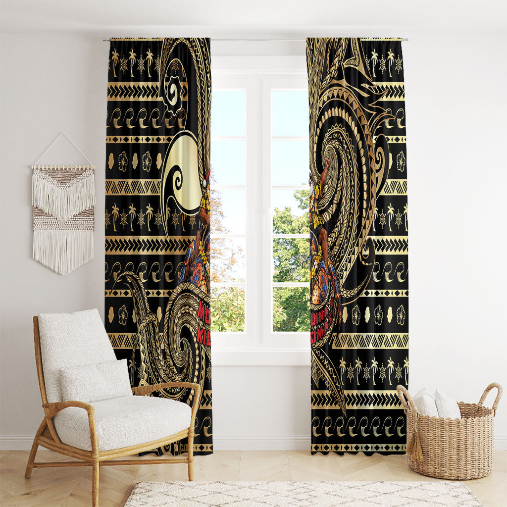 Niue Christmas Window Curtain Santa Riding Coconut Crab