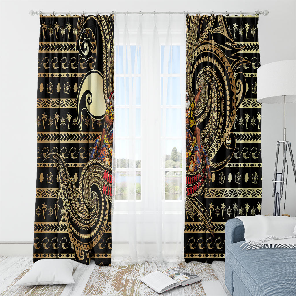 Niue Christmas Window Curtain Santa Riding Coconut Crab