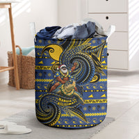 Tokelau Christmas Laundry Basket Santa Riding Sea Turtle DT05 Navy - Polynesian Pride
