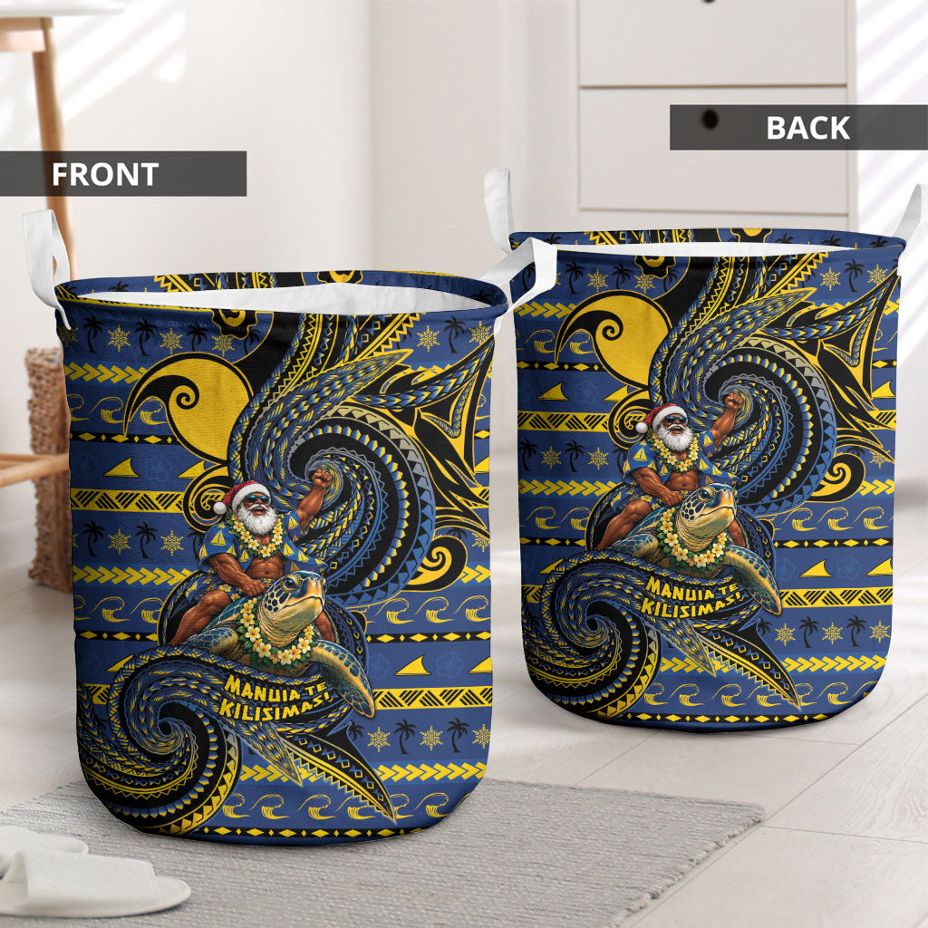 Tokelau Christmas Laundry Basket Santa Riding Sea Turtle DT05 - Polynesian Pride