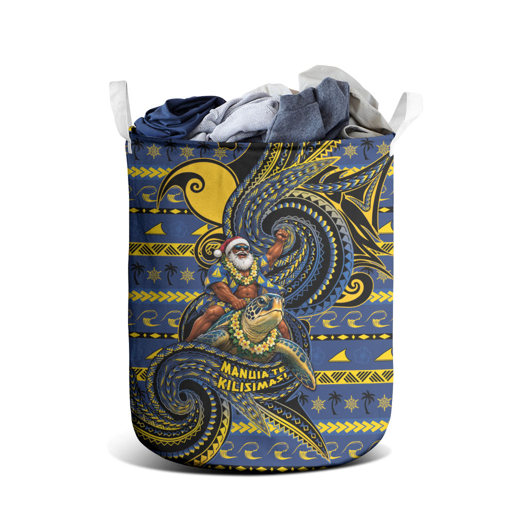 Tokelau Christmas Laundry Basket Santa Riding Sea Turtle DT05 - Polynesian Pride