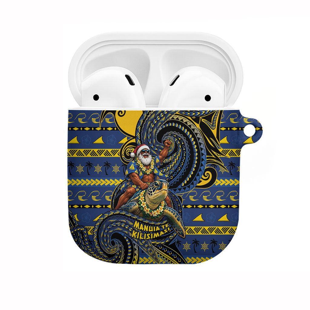 Tokelau Christmas AirPods Case Santa Riding Sea Turtle DT05 Navy - Polynesian Pride