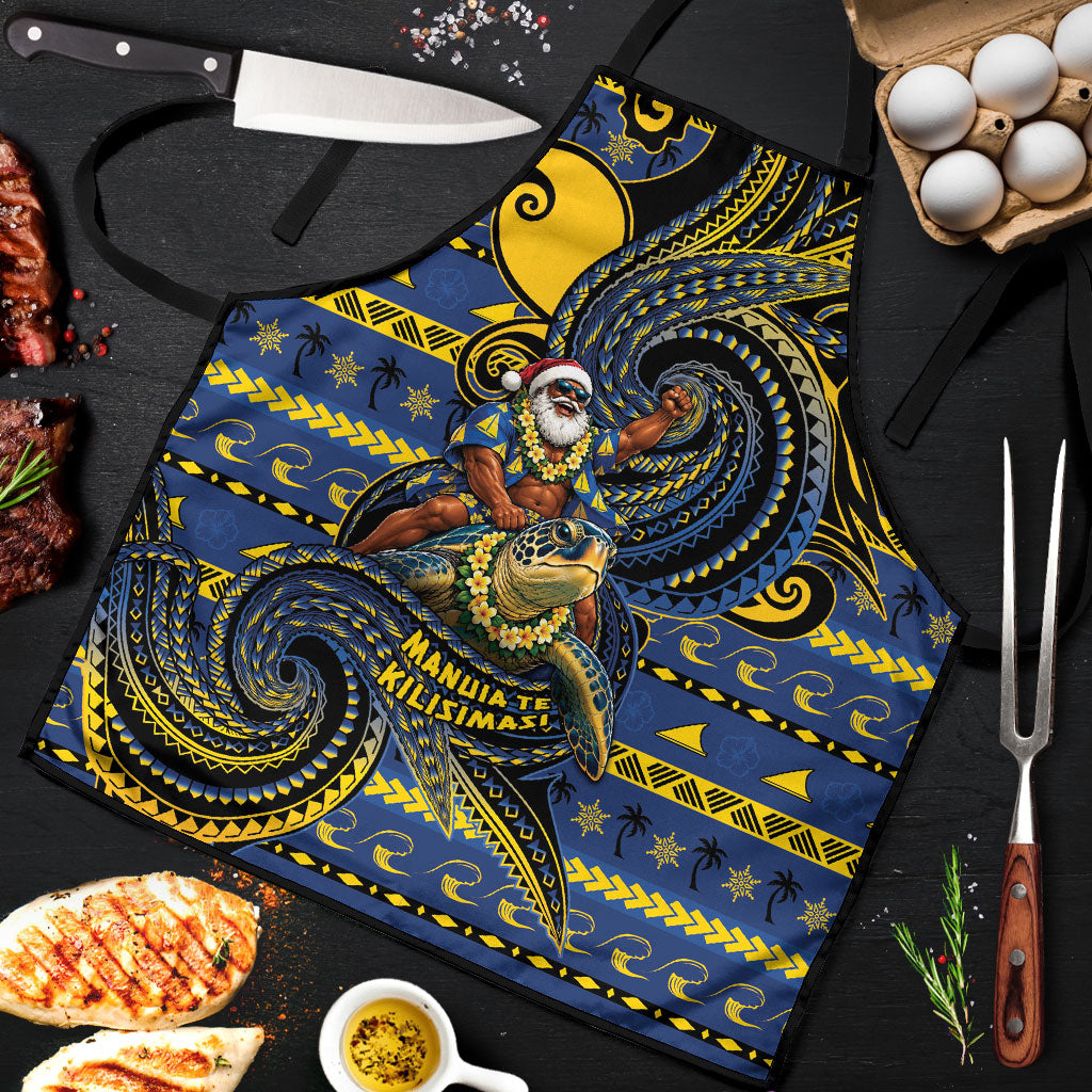 Tokelau Christmas Apron Santa Riding Sea Turtle DT05 Navy - Polynesian Pride
